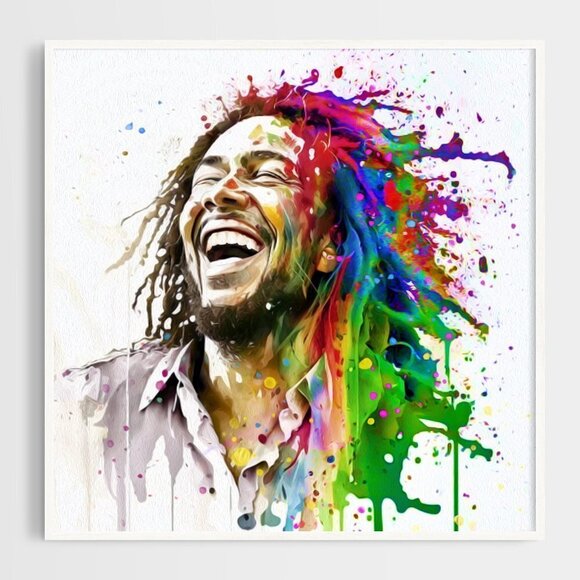 8x10 Bob Marley Smiling Fantasy Watercolor Oil Painting Wall Art Print - Picture 2 of 7